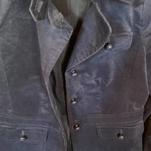 Talbots | Navy Blue Suede-Feel Jacket 77% Cotton Size 4 - Picture 7 of 8